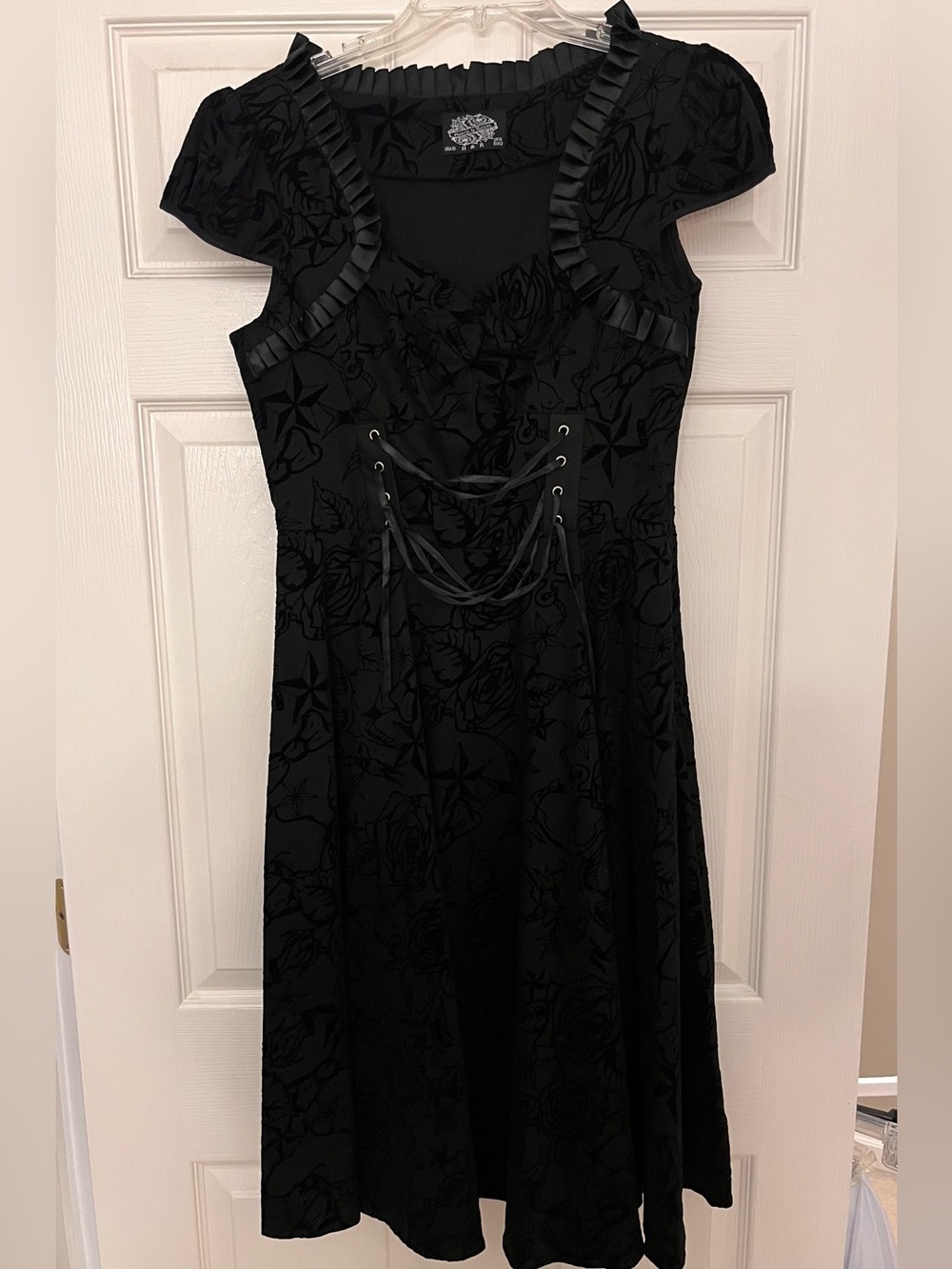 Hearts & Roses Victorian Gothic Steampunk Corset Brocade Dress Size 10